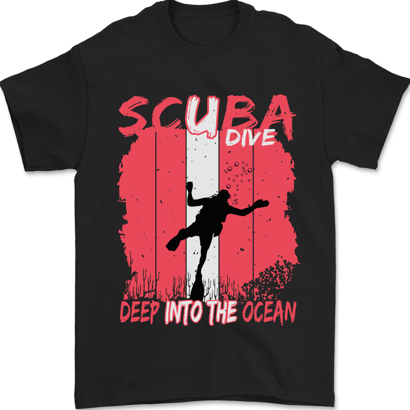 Deep into the Ocean Scuba Diving Diver Mens T-Shirt 100% Cotton Black