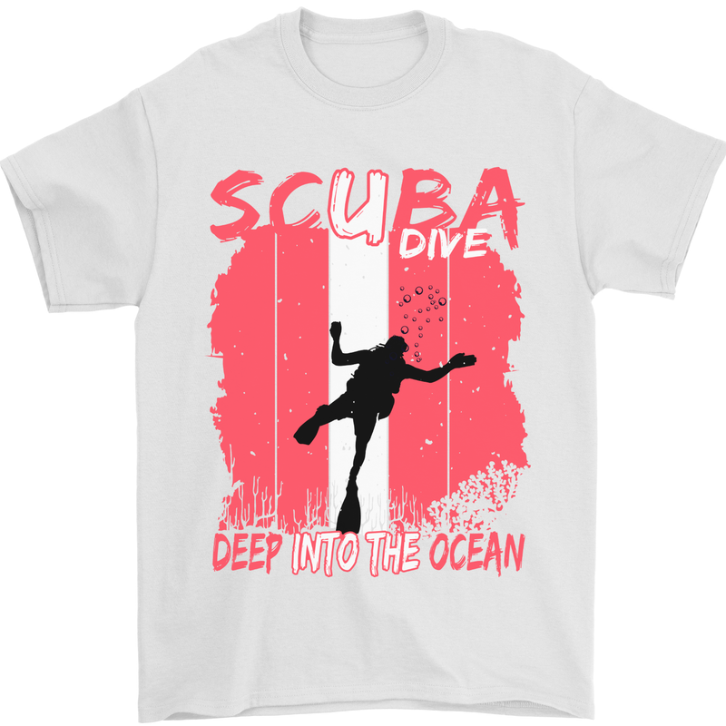 Deep into the Ocean Scuba Diving Diver Mens T-Shirt 100% Cotton White