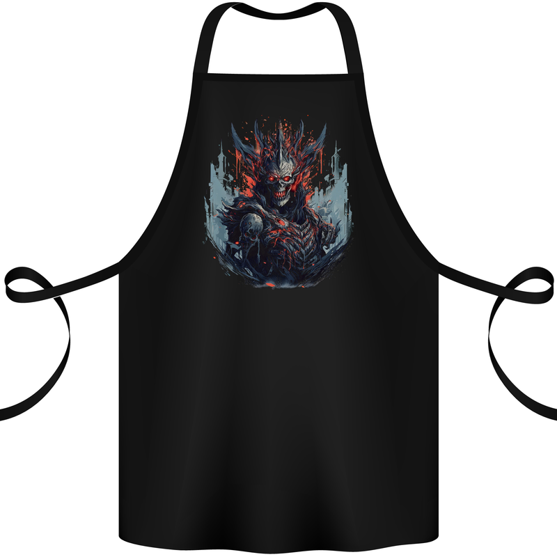 Demon Emperor Evil Skull Cotton Apron 100% Organic Black