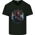 Demon Emperor Evil Skull Mens V-Neck Cotton T-Shirt Black