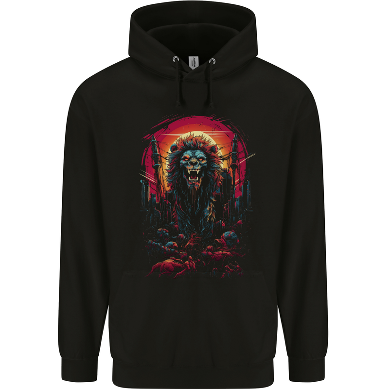Demon Lion Zombie Childrens Kids Hoodie Black
