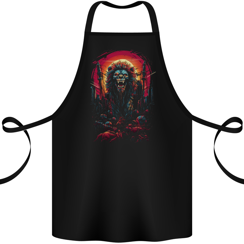 Demon Lion Zombie Cotton Apron 100% Organic Black