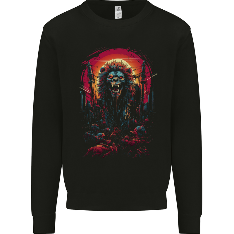 Demon Lion Zombie Mens Sweatshirt Jumper Black