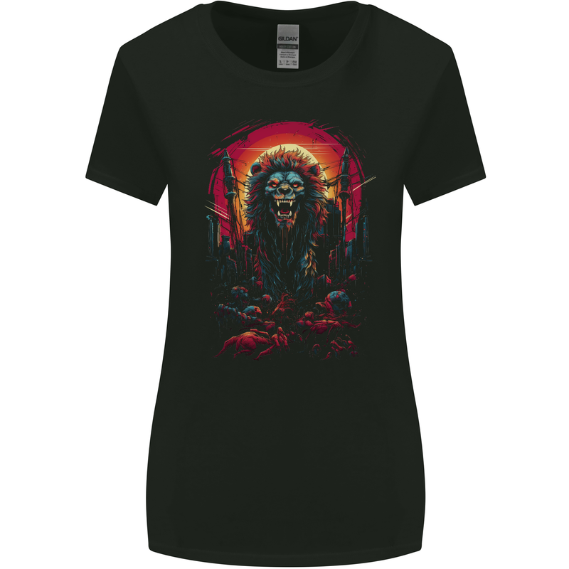 Demon Lion Zombie Womens Wider Cut T-Shirt Black