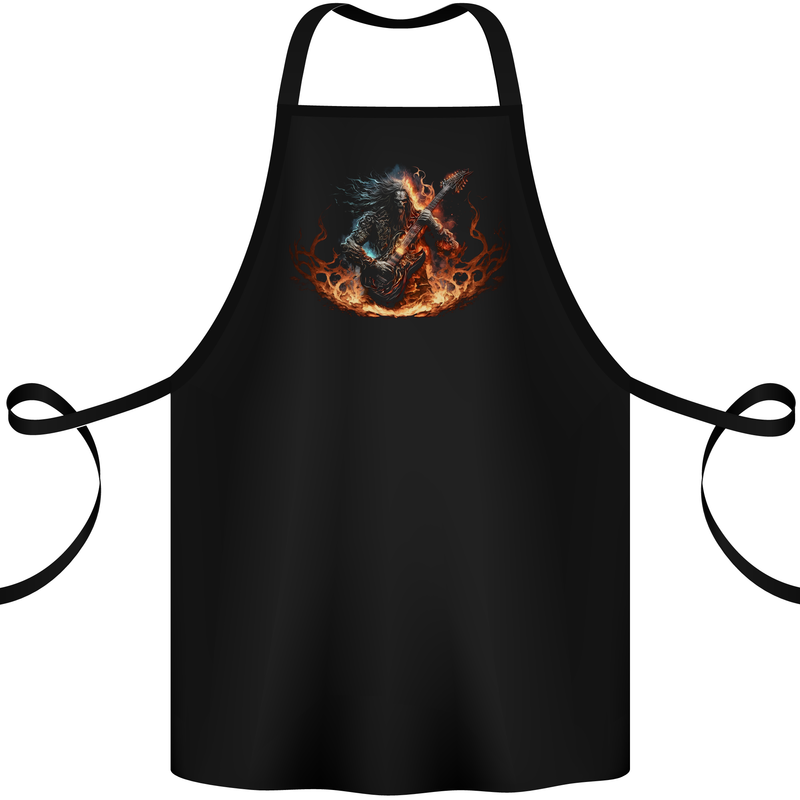 Demon Rocker Rock n Roll Heavy Metal Guitar Skull Cotton Apron 100% Organic Black