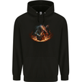 Demon Rocker Rock n Roll Heavy Metal Guitar Skull Mens 80% Cotton Hoodie Black