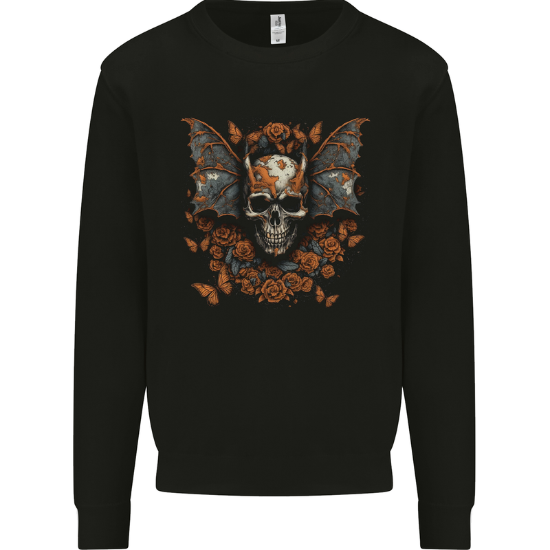 Demonic Bat Skull Satan Grim Reaper Demon Mens Sweatshirt Jumper Black