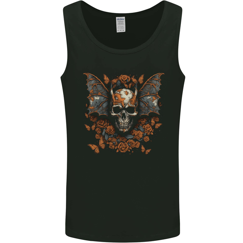 Demonic Bat Skull Satan Grim Reaper Demon Mens Vest Tank Top Black