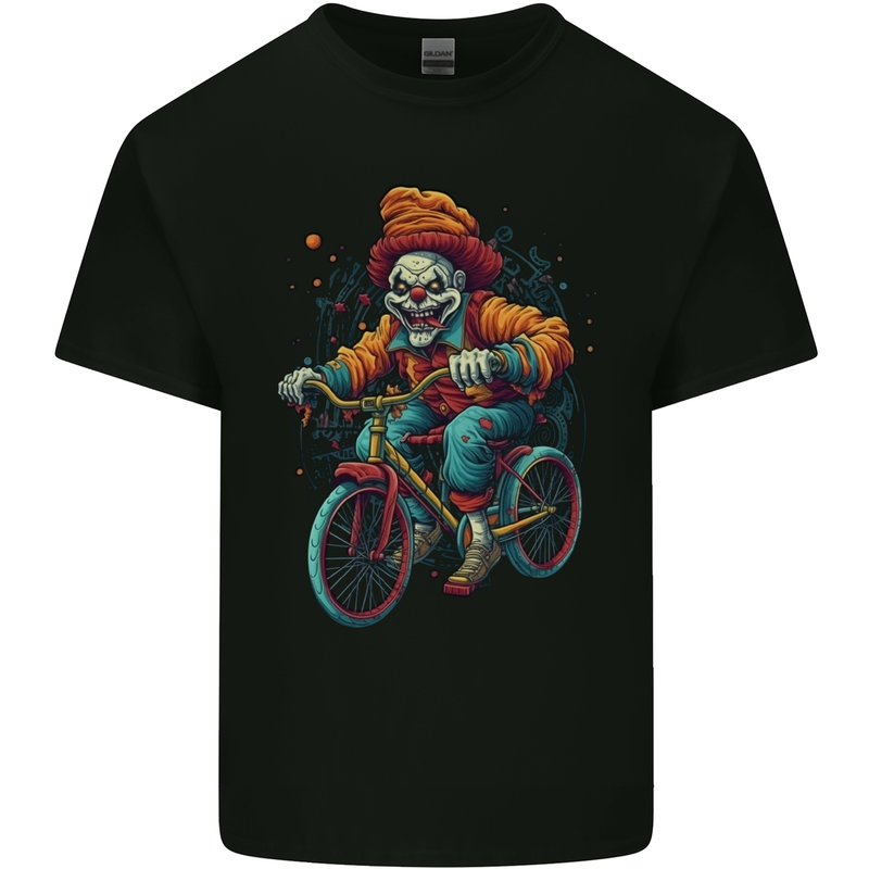 Demonic Clown On a Bicycle Cycling Halloween Kids T-Shirt Childrens Black