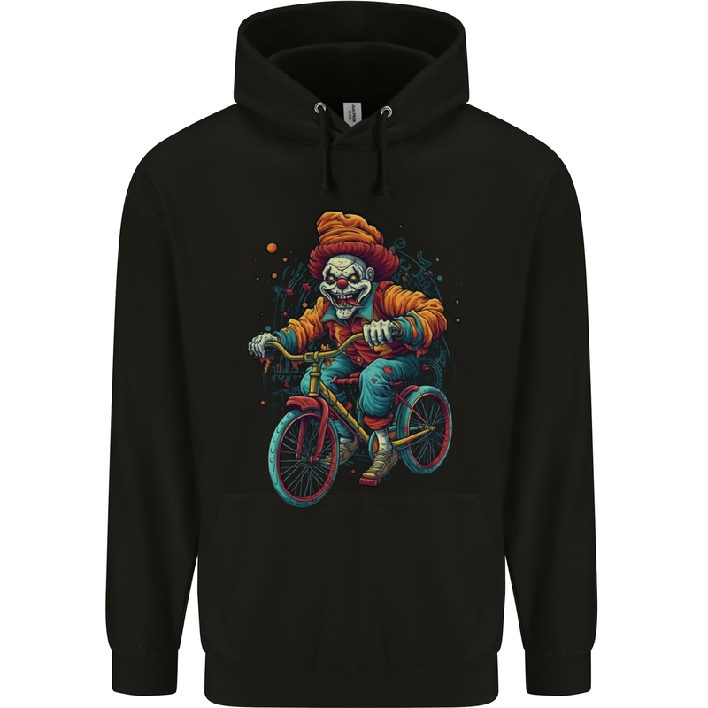 Demonic Clown On a Bicycle Cycling Halloween Mens 80% Cotton Hoodie Black