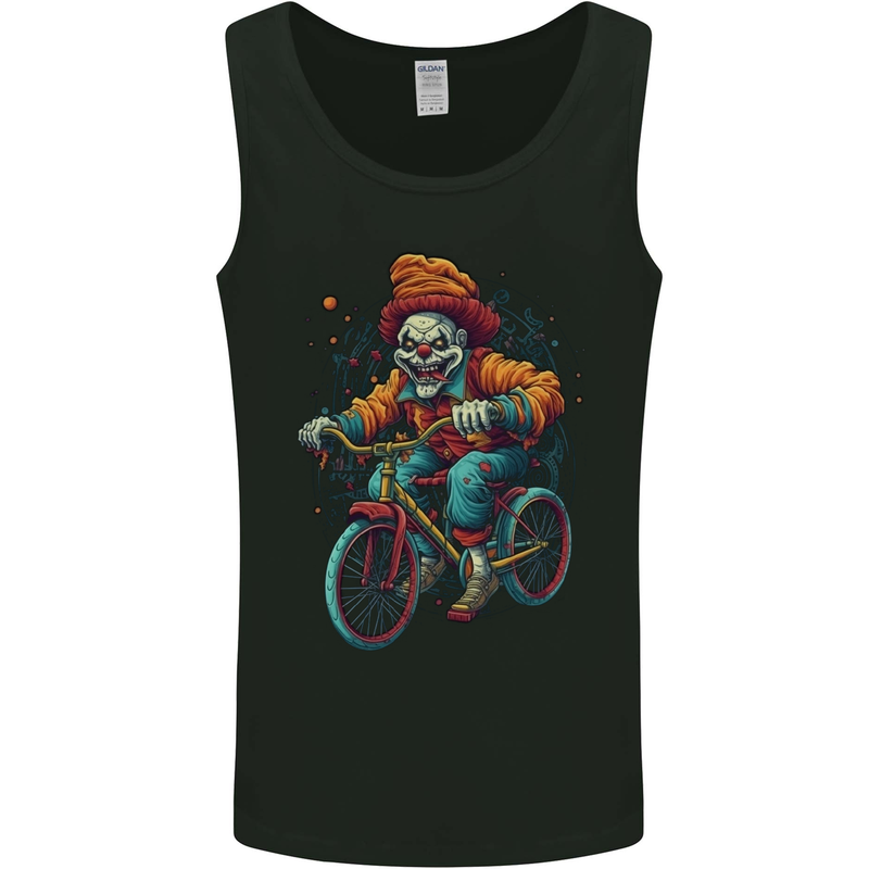 Demonic Clown On a Bicycle Cycling Halloween Mens Vest Tank Top Black
