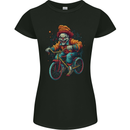 Demonic Clown On a Bicycle Cycling Halloween Womens Petite Cut T-Shirt Black