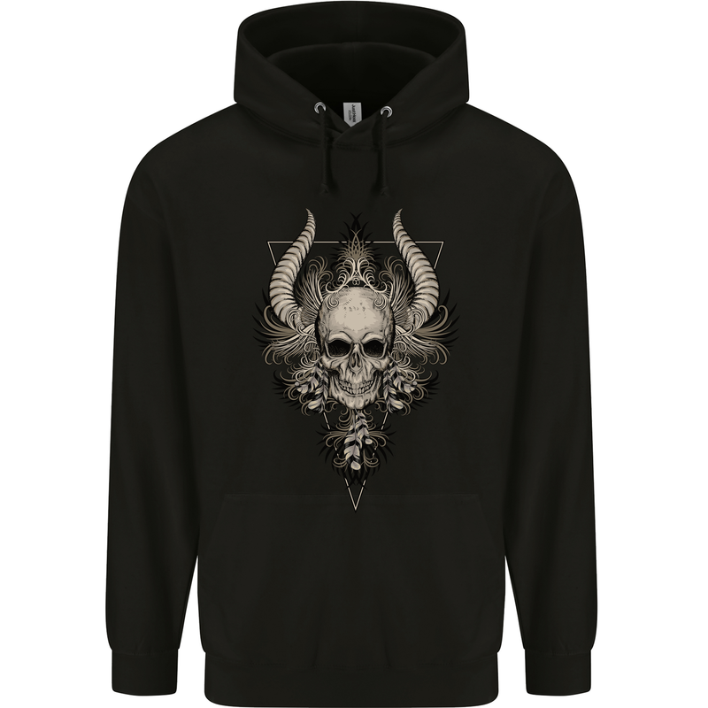 Demonic Skull Triangle Heavy Metal Childrens Kids Hoodie Black