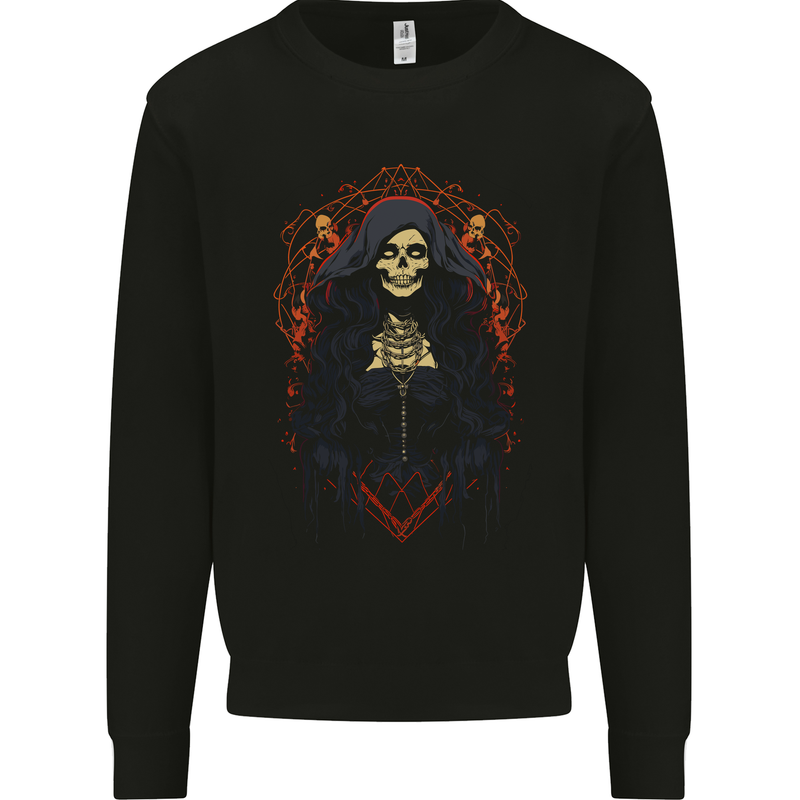 Demonic Witch Halloween Kids Sweatshirt Jumper Black