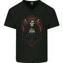Demonic Witch Halloween Mens V-Neck Cotton T-Shirt Black