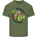 Destroy the Carnivores Funny Vegan Vegetarian Mens Cotton T-Shirt Tee Top Military Green