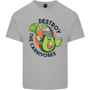 Destroy the Carnivores Funny Vegan Vegetarian Mens Cotton T-Shirt Tee Top Sports Grey