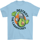Destroy the Carnivores Funny Vegan Vegetarian Mens T-Shirt 100% Cotton Light Blue