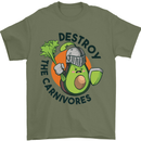 Destroy the Carnivores Funny Vegan Vegetarian Mens T-Shirt 100% Cotton Military Green