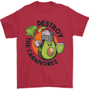 Destroy the Carnivores Funny Vegan Vegetarian Mens T-Shirt 100% Cotton Red