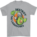 Destroy the Carnivores Funny Vegan Vegetarian Mens T-Shirt 100% Cotton Sports Grey