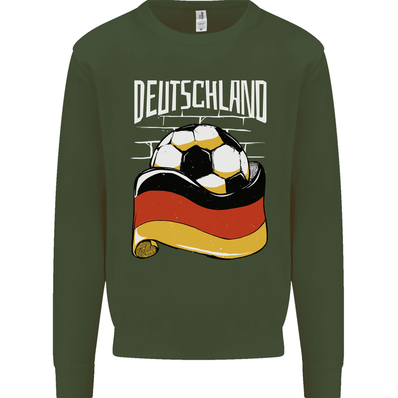 Deutschland Football German Germany Soccer Kids Sweatshirt Jumper Forest Green