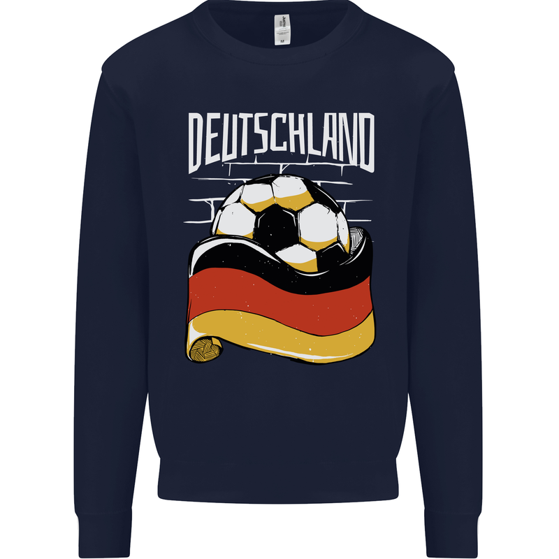 Deutschland Football German Germany Soccer Kids Sweatshirt Jumper Navy Blue