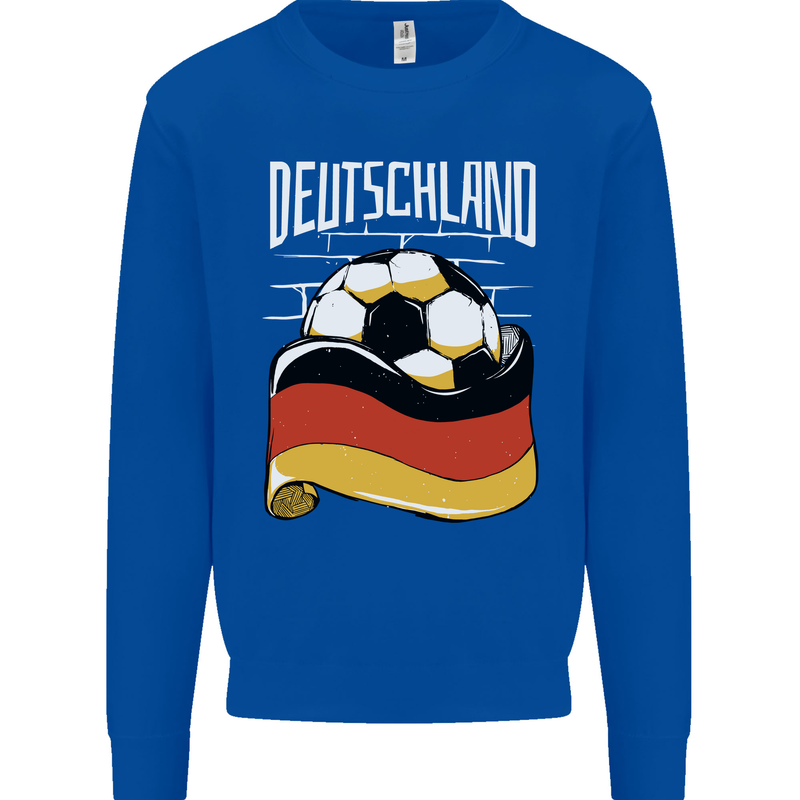 Deutschland Football German Germany Soccer Kids Sweatshirt Jumper Royal Blue