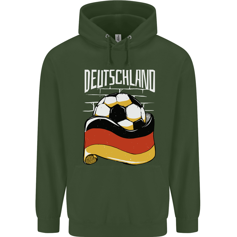 Deutschland Football German Germany Soccer Mens 80% Cotton Hoodie Forest Green