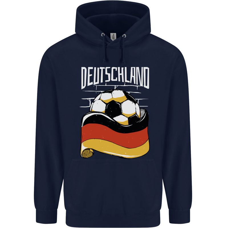 Deutschland Football German Germany Soccer Mens 80% Cotton Hoodie Navy Blue