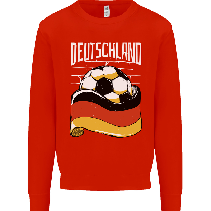 Deutschland Football German Germany Soccer Mens Sweatshirt Jumper Bright Red