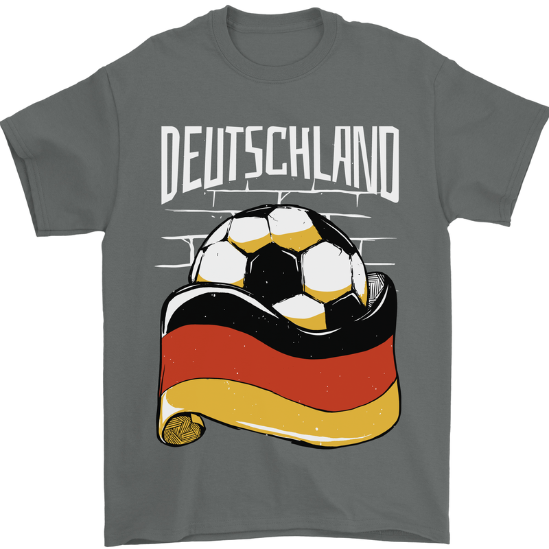 Deutschland Football German Germany Soccer Mens T-Shirt 100% Cotton Charcoal