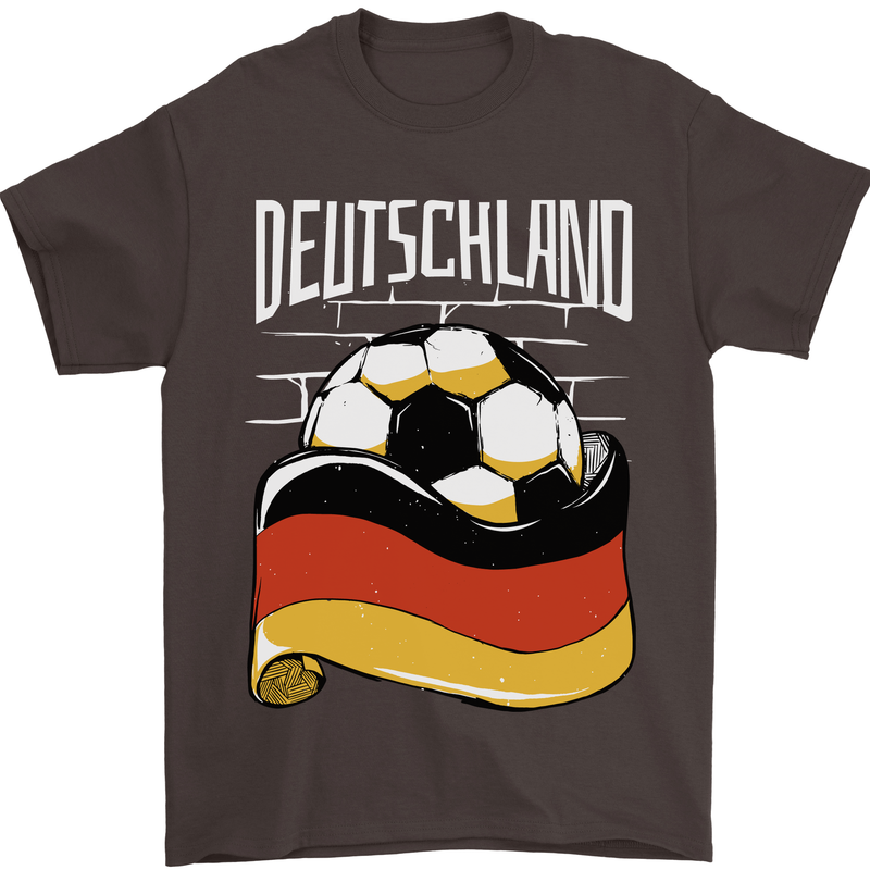 Deutschland Football German Germany Soccer Mens T-Shirt 100% Cotton Dark Chocolate