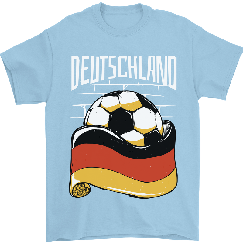 Deutschland Football German Germany Soccer Mens T-Shirt 100% Cotton Light Blue