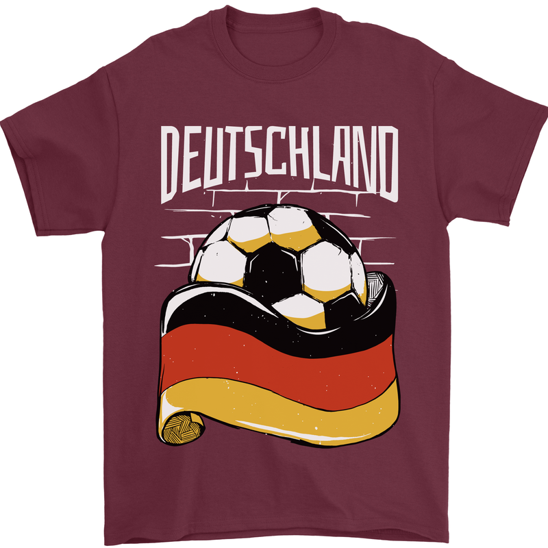 Deutschland Football German Germany Soccer Mens T-Shirt 100% Cotton Maroon