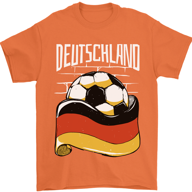 Deutschland Football German Germany Soccer Mens T-Shirt 100% Cotton Orange