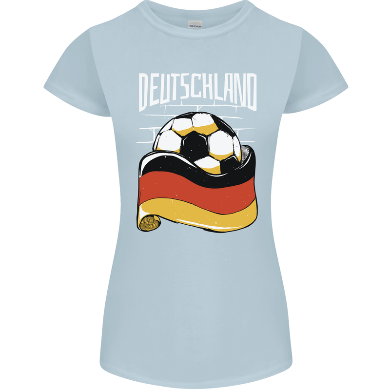 Deutschland Football German Germany Soccer Womens Petite Cut T-Shirt Light Blue