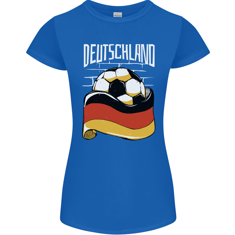 Deutschland Football German Germany Soccer Womens Petite Cut T-Shirt Royal Blue