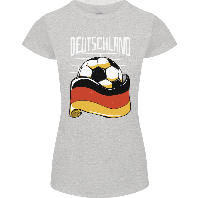 Deutschland Football German Germany Soccer Womens Petite Cut T-Shirt Sports Grey