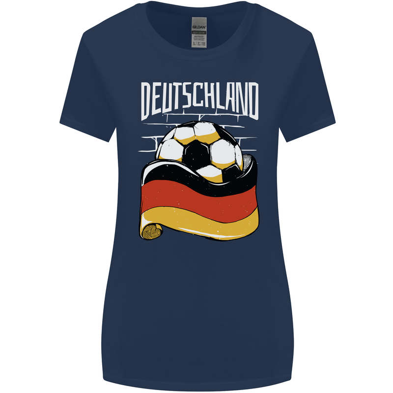 Deutschland Football German Germany Soccer Womens Wider Cut T-Shirt Navy Blue