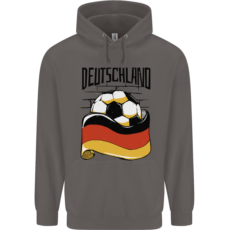 Deutschland Football Germany German Soccer Mens 80% Cotton Hoodie Charcoal