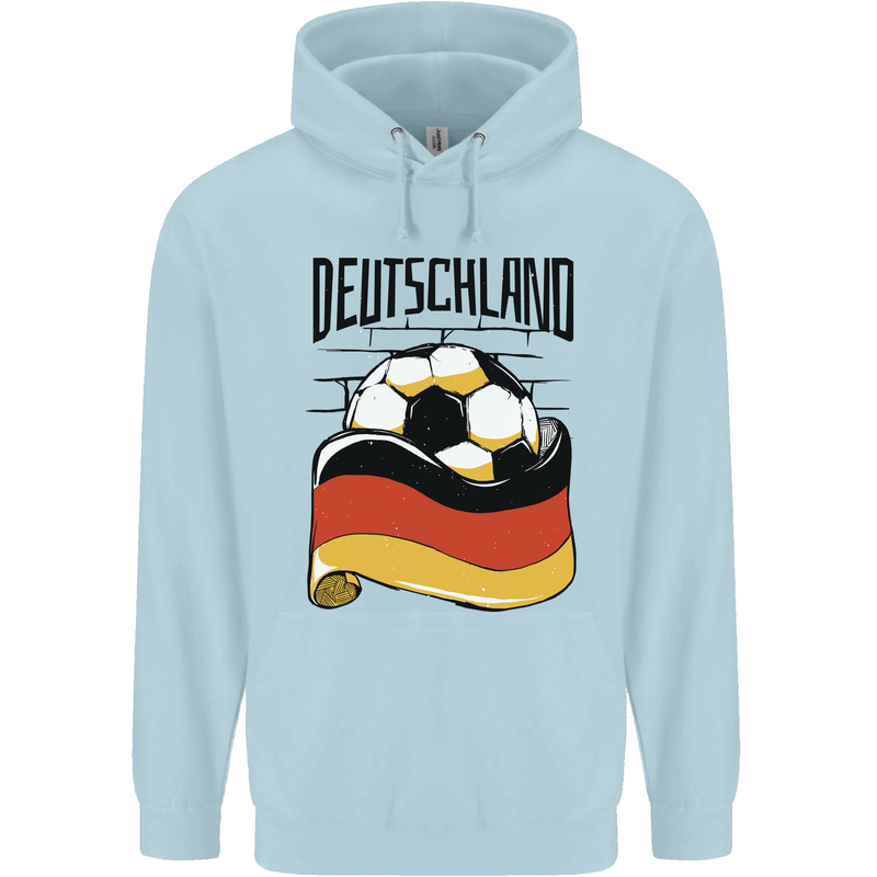 Deutschland Football Germany German Soccer Mens 80% Cotton Hoodie Light Blue