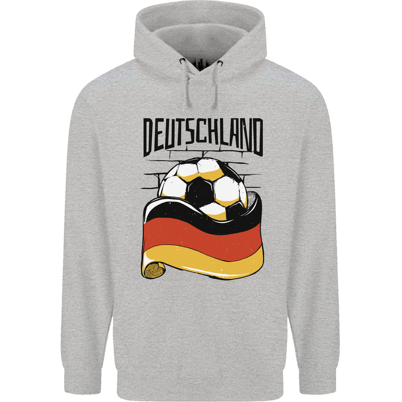 Deutschland Football Germany German Soccer Mens 80% Cotton Hoodie Sports Grey