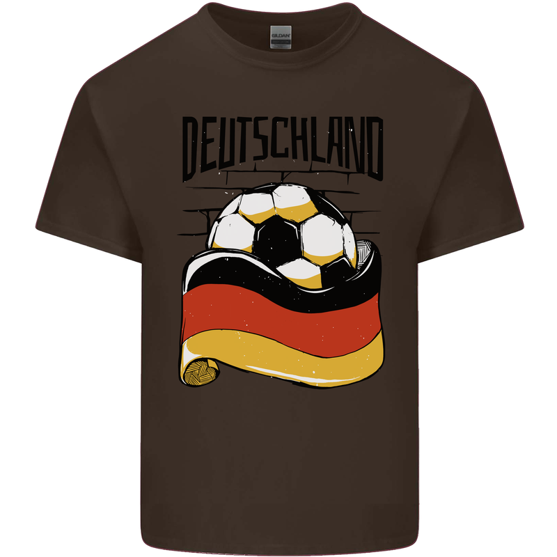 Deutschland Football Germany German Soccer Mens Cotton T-Shirt Tee Top Dark Chocolate