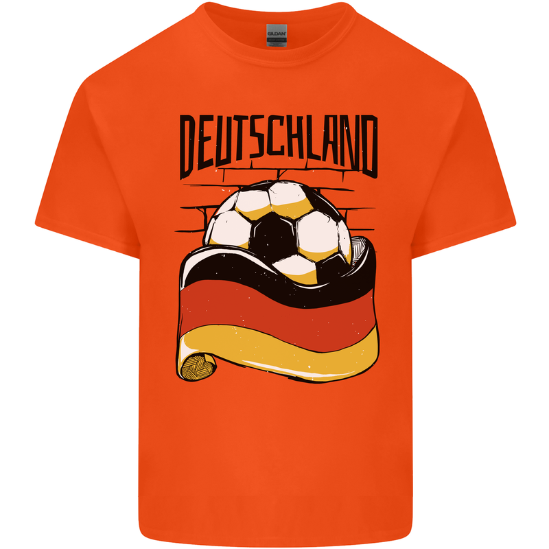 Deutschland Football Germany German Soccer Mens Cotton T-Shirt Tee Top Orange