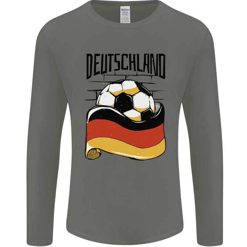 Deutschland Football Germany German Soccer Mens Long Sleeve T-Shirt Charcoal