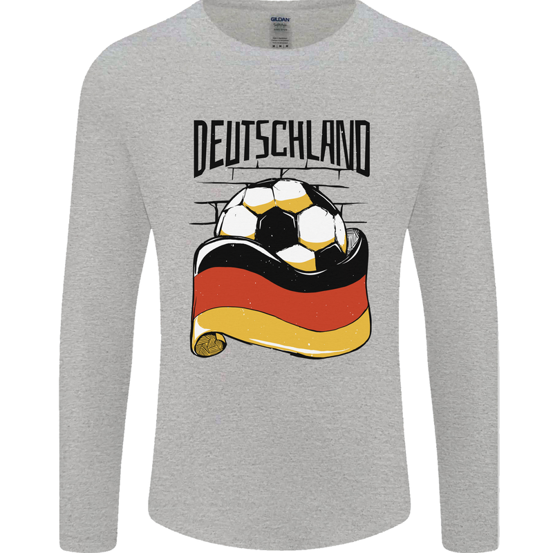 Deutschland Football Germany German Soccer Mens Long Sleeve T-Shirt Sports Grey