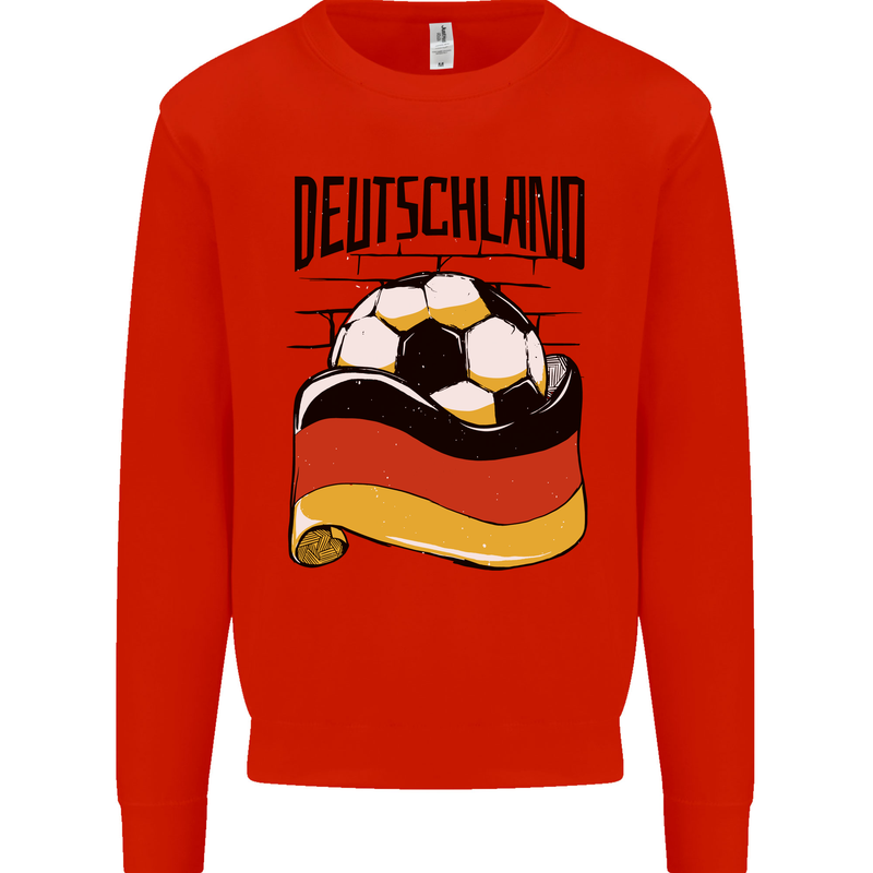 Deutschland Football Germany German Soccer Mens Sweatshirt Jumper Bright Red