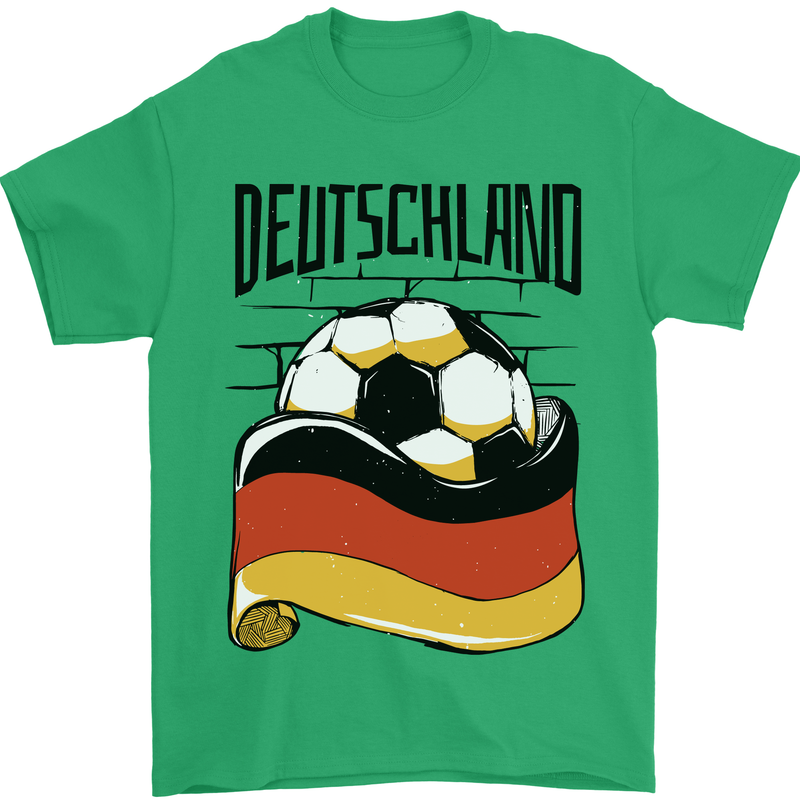 Deutschland Football Germany German Soccer Mens T-Shirt 100% Cotton Irish Green