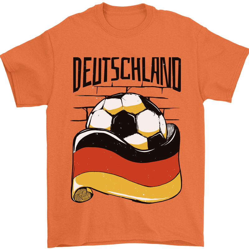 Deutschland Football Germany German Soccer Mens T-Shirt 100% Cotton Orange